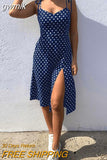 gwmlk Sundress Summer Women Causal Polka Dot Sleeveless High Pleated elastic waist V-Neck Beach Dress Vestidos De Verano