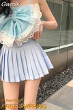 Gwmlk Spring Summer Mini Pleated Skirts Women 2023 Korean High Waist A-Line Skirt Harajuku Solid School Girl Uniform Jk Skirt