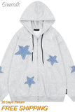 Gwmlk Men's Hoodies Sweatshirt Women's Oversized Sweatshirts with zipper Harajuku Casual Style Y2k Star Coat Streetwear Hip Hop Jacket