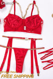 Gwmlk Lingerie With Chain Strap Sexy Porn Underwear Women Body 6-Piece Sensual Erotic Sets Fine Intimate Garter Sexy Outfit