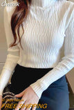 Gwmlk Black White Knitted Sweater Women Pullover 2023 Spring Long Sleeve High Elastic Jumper Slim Fit Solid Casual Sweaters