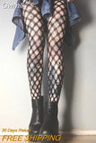 Gwmlk Women Stockings Fishnet Pantyhose Mesh Net Holes Transparent Tights Gothic Punk Girl Club Party Black Female