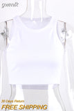 gwmlk Knit Green Women's Tank Top Summer Casual Basic Skinny Vest Sleeveless White Off Shoulder Y2K Sexy Woman Crop Top