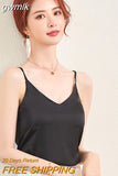 gwmlk V-Neck Sexy Solid Satin Woman Camis Tank Tops Chiffon Sleeveless Camisole Top Halter Camis Tops