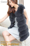 Gwmlk Luxury Faux Fox Fur Vest Coats Women Autumn Winter Thick Warm Faux Fur Coat Korean Slim Sleeveless Plush Jacket Female