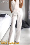 Gwmlk Long Rompers Women Jumpsuit Elegant Strapless Summer Sleeveless Wide Leg Club Party Outfits Lady 2023 White Overalls